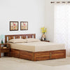 PRITI Wooden Queen Bed with Box Storage - Brown