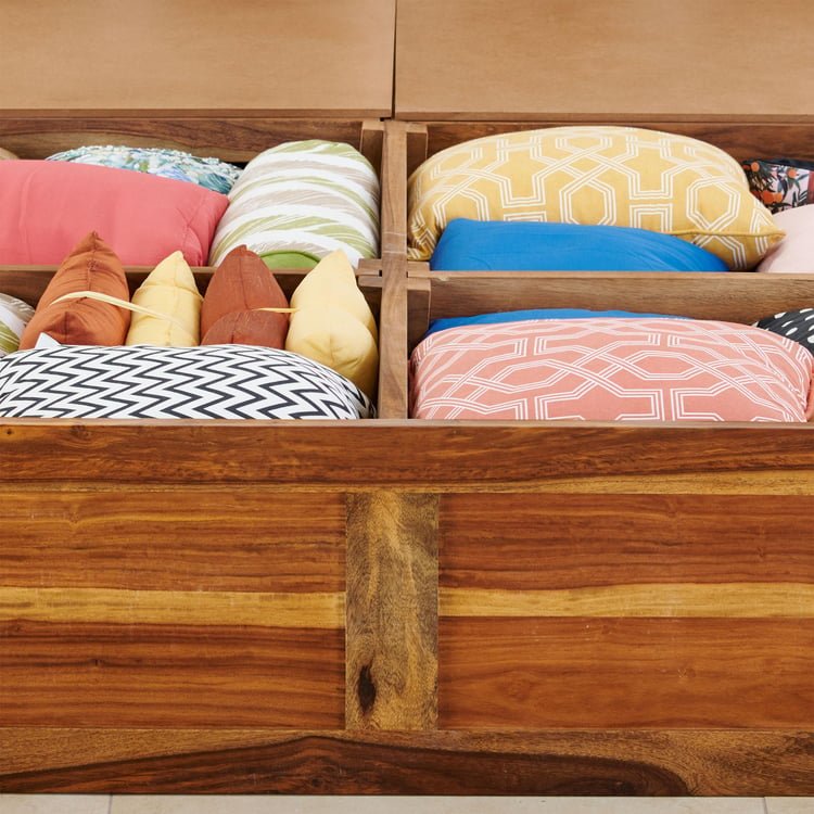 PRITI Wooden Queen Bed with Box Storage - Brown