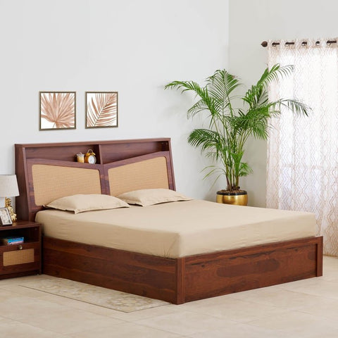 PRITI King Bed with Hydraulic Storage - Brown