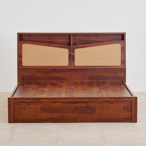 PRITI King Bed with Hydraulic Storage - Brown