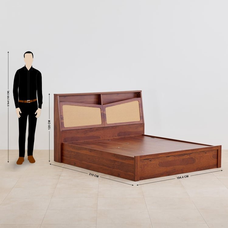 PRITI King Bed with Hydraulic Storage - Brown