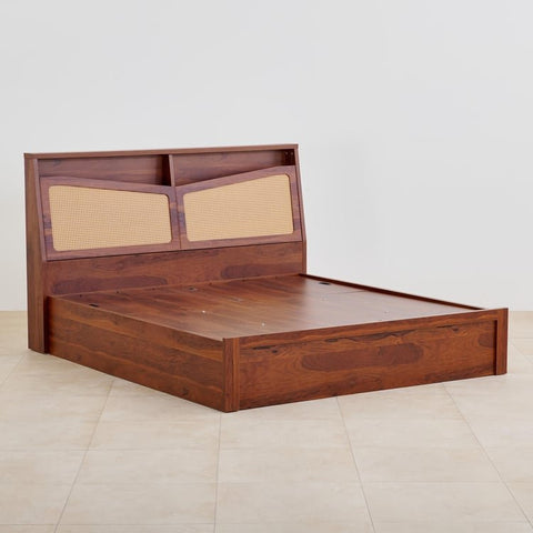 PRITI King Bed with Hydraulic Storage - Brown