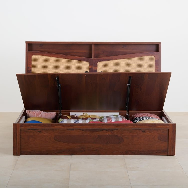 PRITI King Bed with Hydraulic Storage - Brown