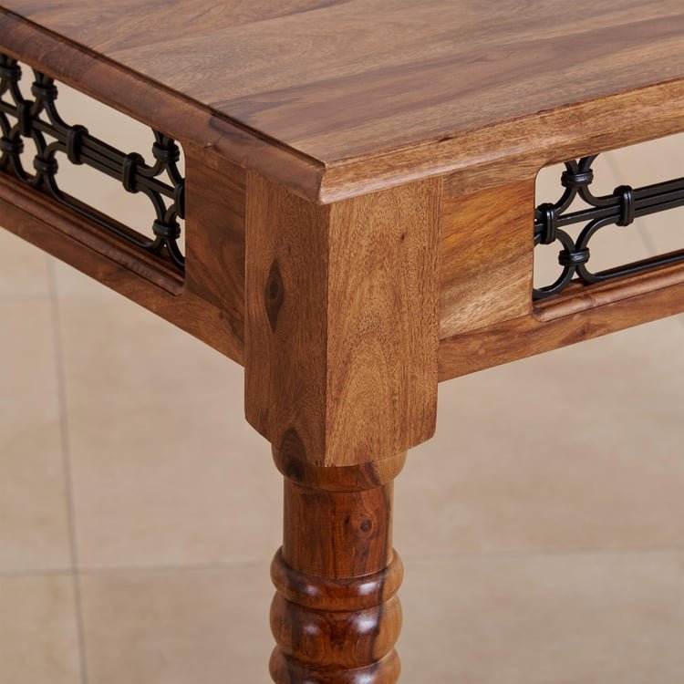 PRITI 4-Seater Dining Set with Chairs and Bench - Brown