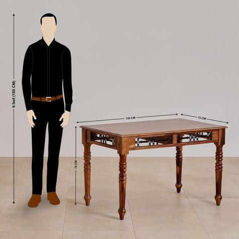 PRITI Wooden 4-Seater Dining Set with Chairs - Brown