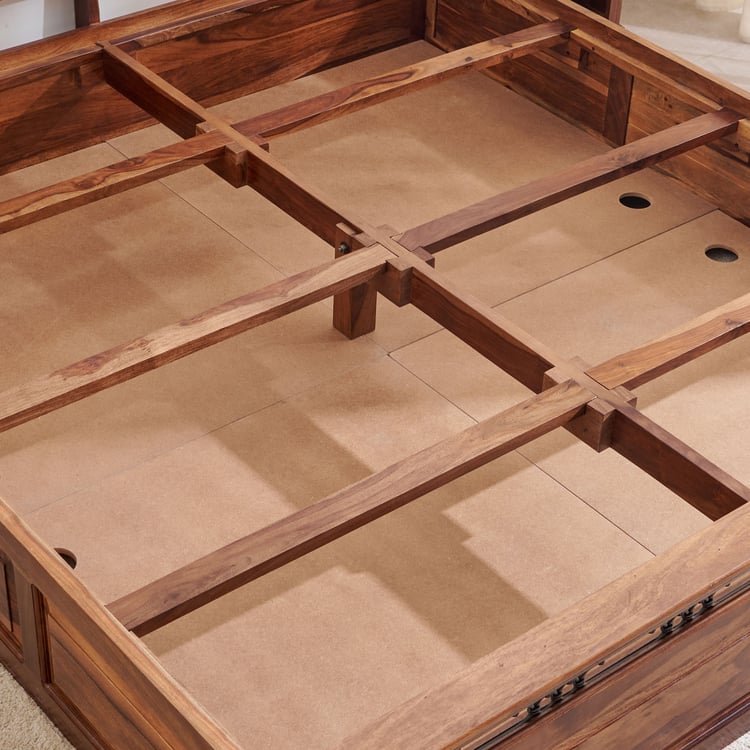 PRITI Wooden Queen Bed with Box Storage - Brown