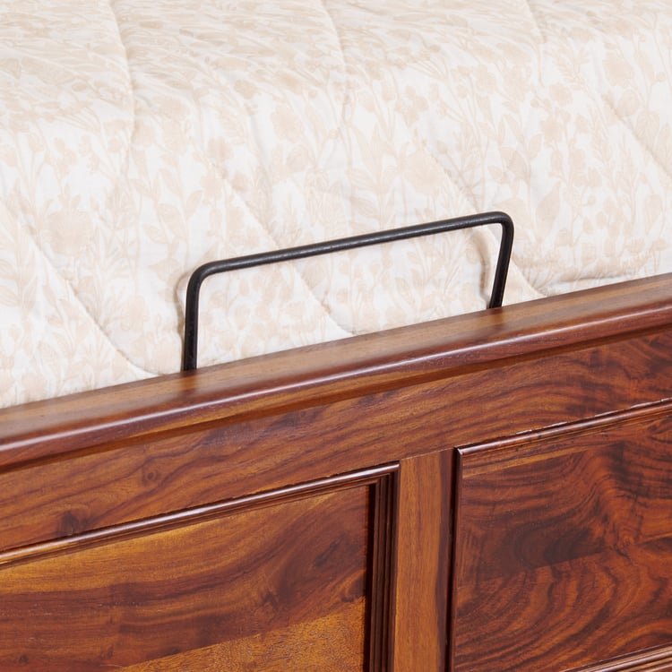 PRITI Wood Queen Bed with Hydraulic Storage - Brown