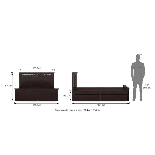 Toulon Wooden King Size Drawer Storage Bed