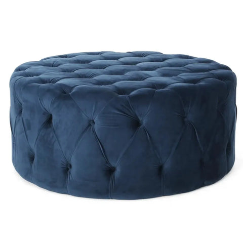 40” Wide Velvet Tufted Round Cocktail Poufs
