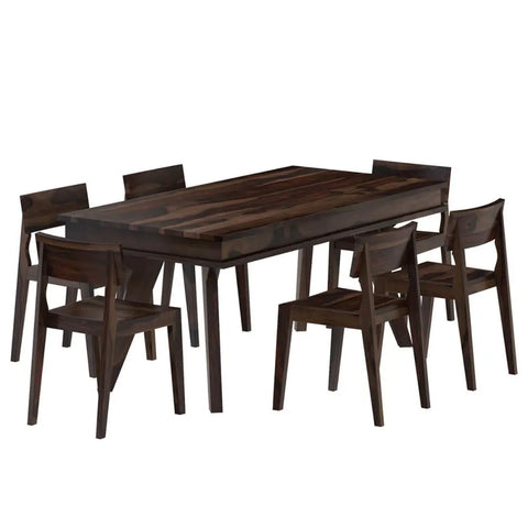 PRITI : Pasig Modern Rustic Solid Wood Dining Table and 6 Chair Set