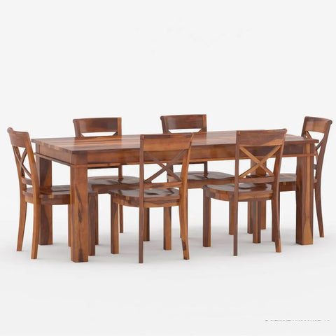 PRITI : Antipolo Rustic Solid Wood Dining Table Chair Set