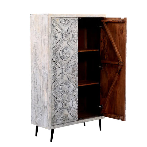 Rico Grey Wash Carved Cabinet