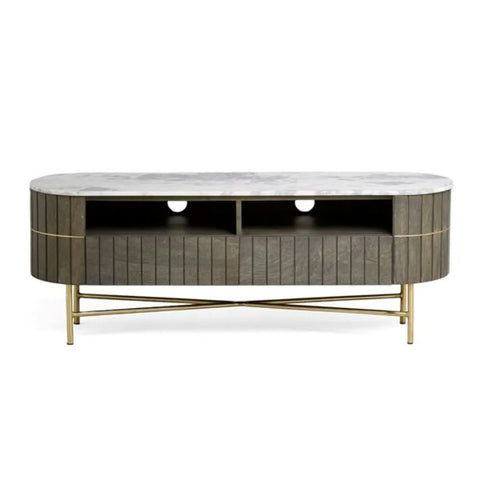 Piano Solid Wood Marble TV Cabinet