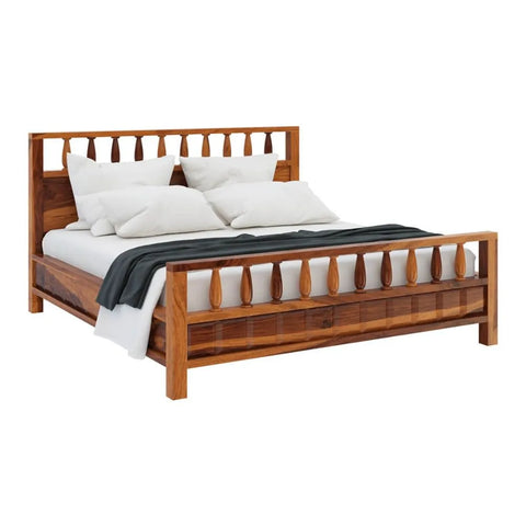 Priti : Rustic Solid Wood King Size Platform Bed