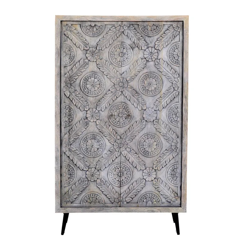 Rico Grey Wash Carved Cabinet