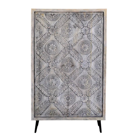 Rico Grey Wash Carved Cabinet