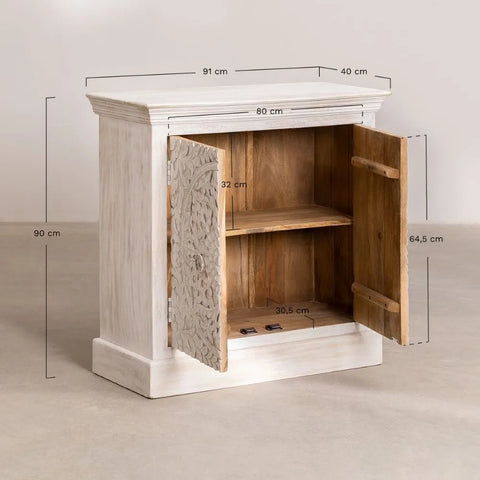 Henna Solid Wood White 2 Door Sideboard