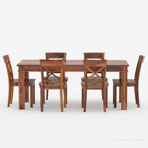PRITI : Antipolo Rustic Solid Wood Dining Table Chair Set