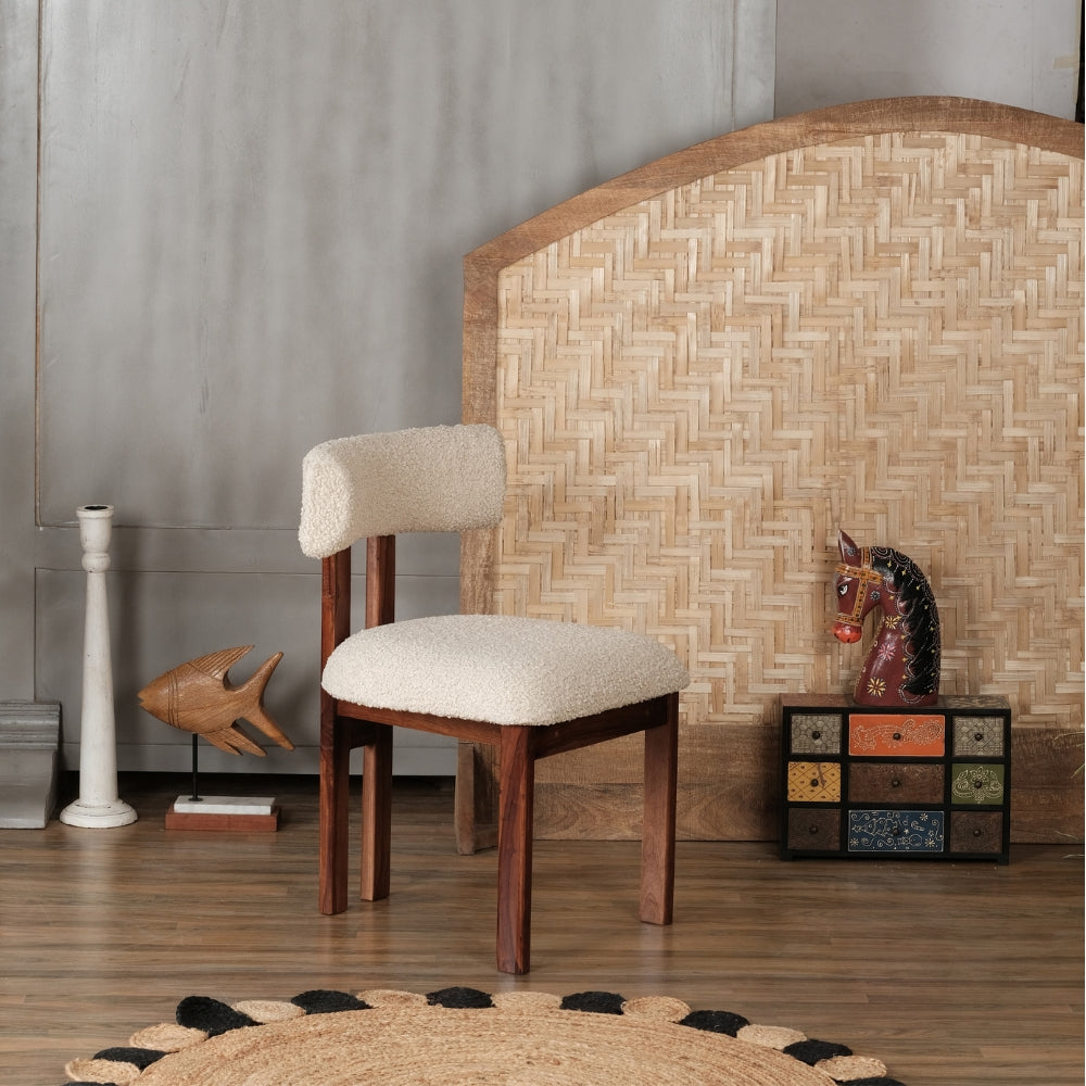 Rebecca Solid Wood Boucle Chair (Set of 2)