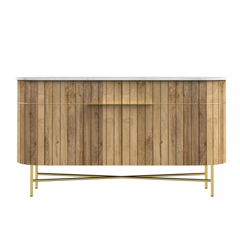 Piano Wooden Sideboard with White Marble Finish Top