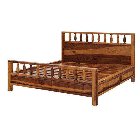 Priti : Rustic Solid Wood King Size Platform Bed