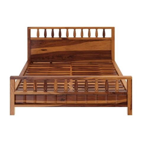 Priti : Rustic Solid Wood King Size Platform Bed