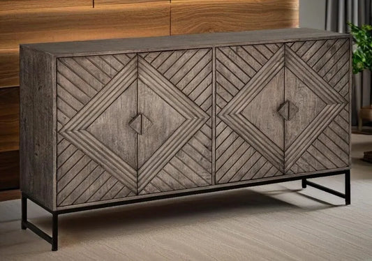 Treybrook Distressed Gray 4 Door Sideboard