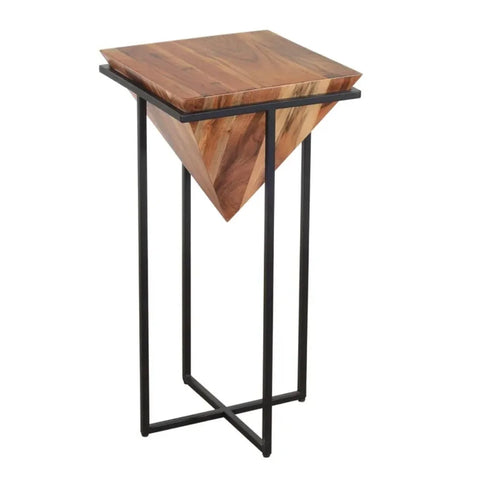 Bamako Solid Wood Pyramid End Table