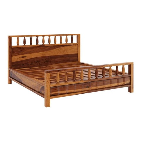 Priti : Rustic Solid Wood King Size Platform Bed