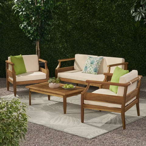 PRITI Solid Wood Sofa Set With Coffee Table For living room