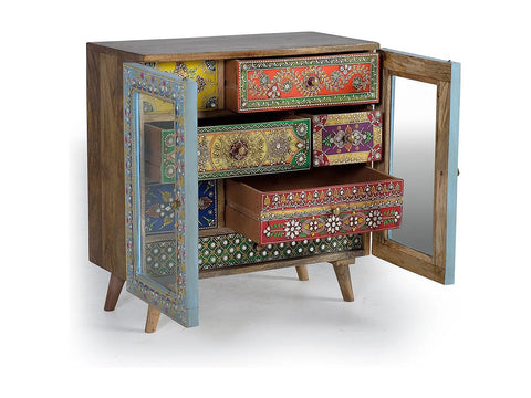 Hand Painted Mango Wood TV Cabinet-13