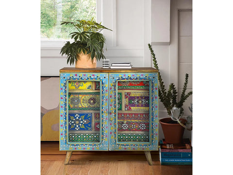 Hand Painted Mango Wood TV Cabinet-13