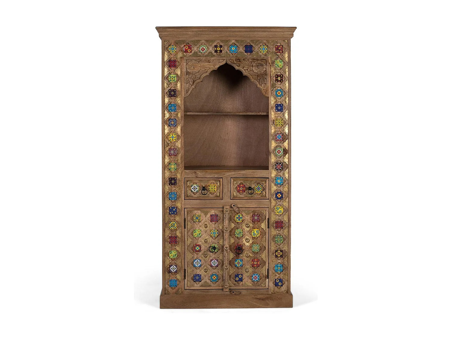 Solid Mango Wood Ethnic Bookcase-18