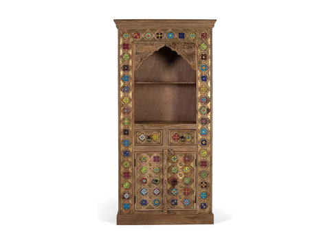 Solid Mango Wood Ethnic Bookcase-18