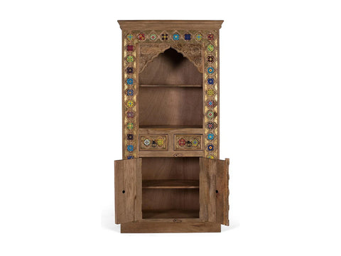 Solid Mango Wood Ethnic Bookcase-18
