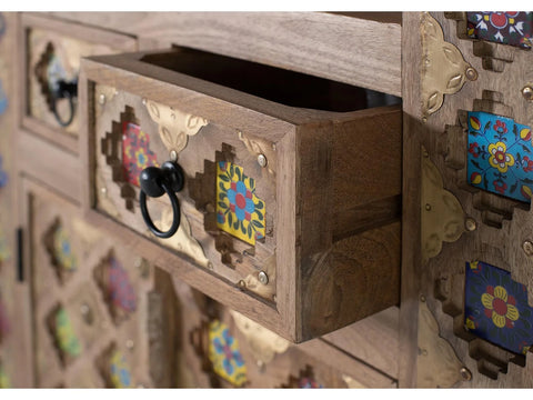 Solid Mango Wood Ethnic Bookcase-18