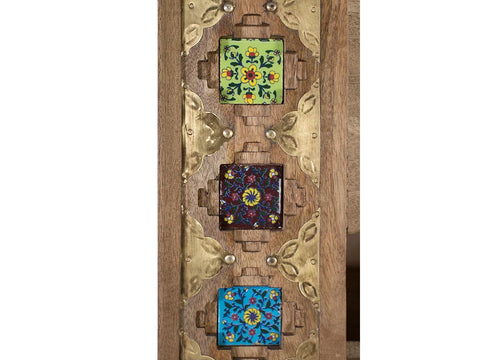 Solid Mango Wood Ethnic Bookcase-18