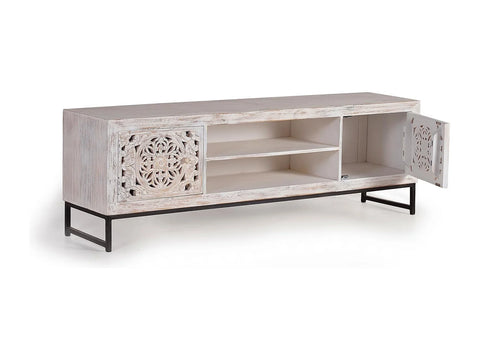 Hand Carved Solid Mango Wood-12 TV Unit