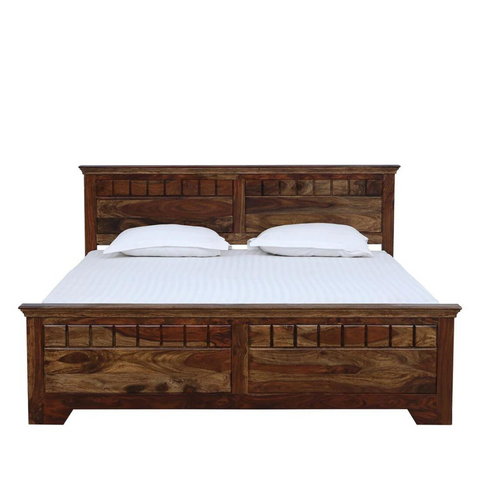 Majestica Solid Wood King Size Bed In Provincial Teak Finish | Sheesham Bed
