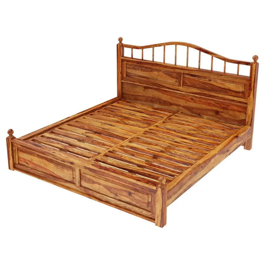 Priti : Colonial Rail Top Solid Wood Platform Bed Frame