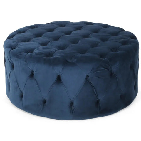 40” Wide Velvet Tufted Round Cocktail Poufs