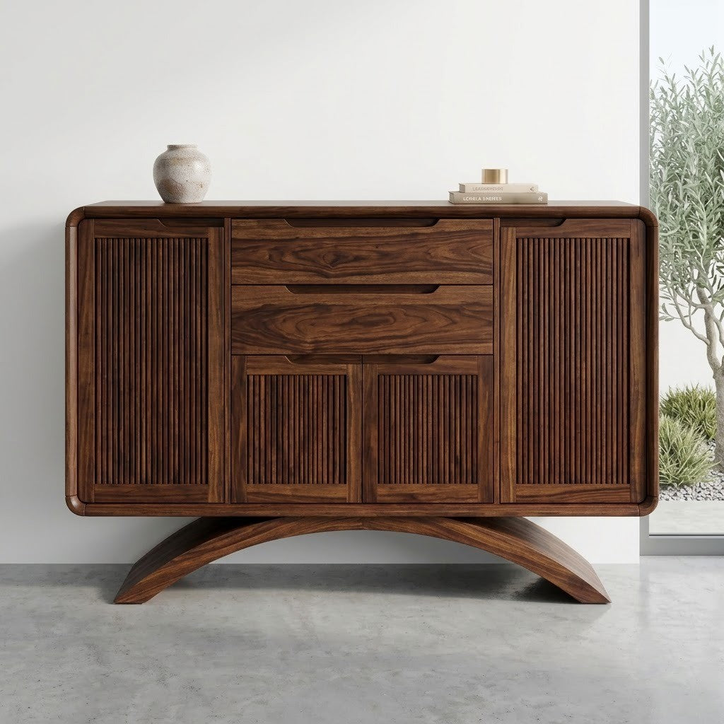 60 Inch Solid Wood Sideboard with Drawers & Cabinets