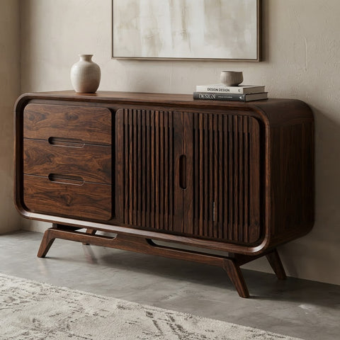 60 inch PRITI Sheesham wood sideboard with drawers and shelves