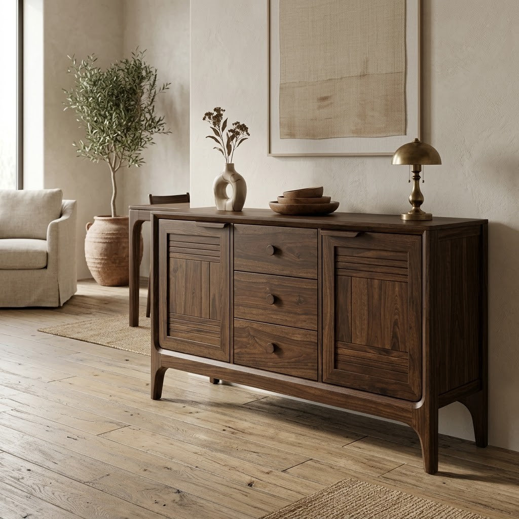 60 inch Sheesham wood sideboard cabinet for living room storage