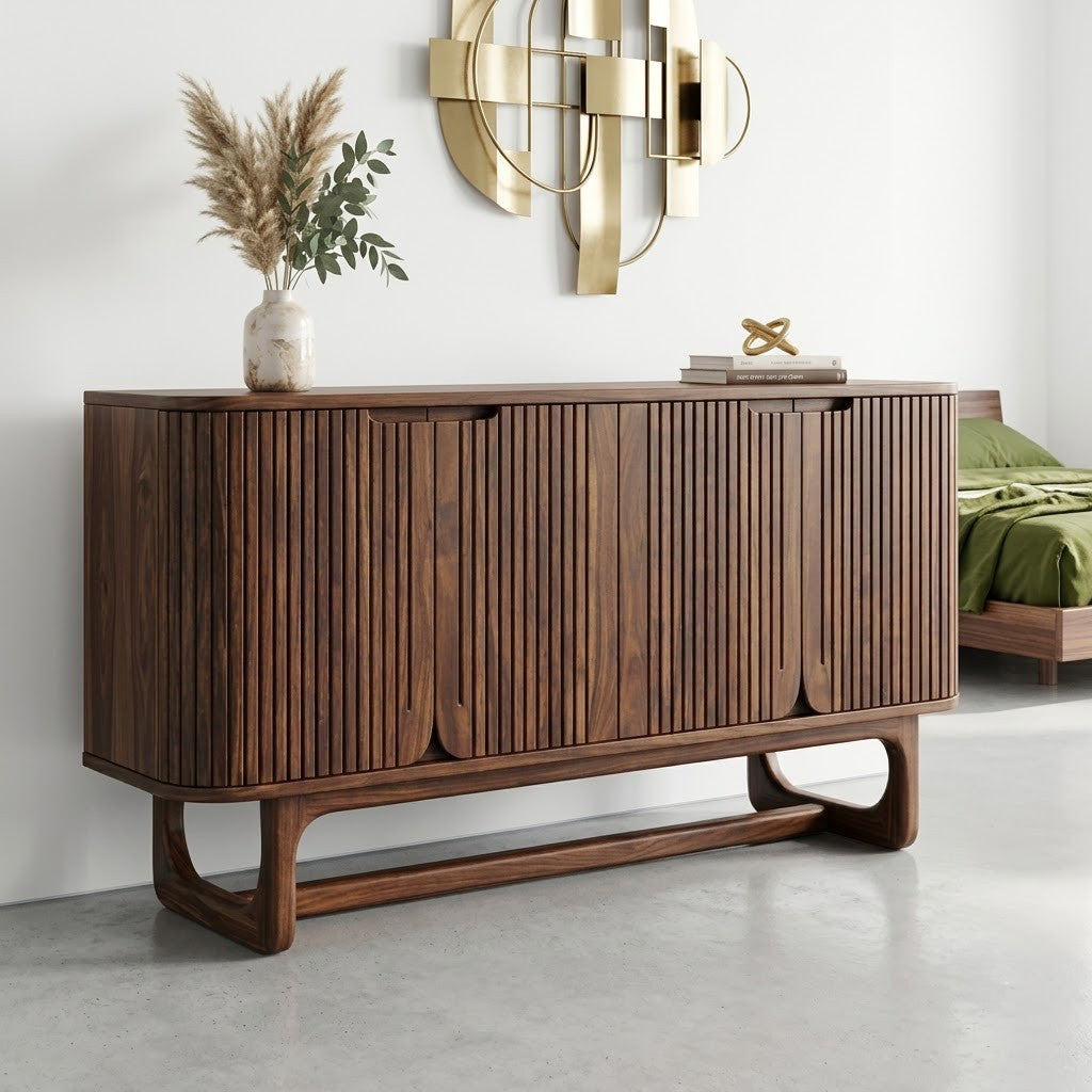60 inch Sheesham wood sideboard with drawers and shelves
