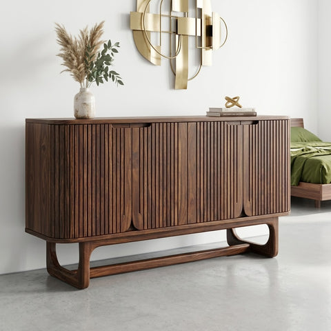 60 inch Sheesham wood sideboard with drawers and shelves