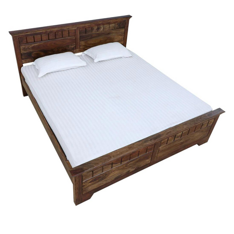 Majestica Solid Wood King Size Bed In Provincial Teak Finish | Sheesham Bed