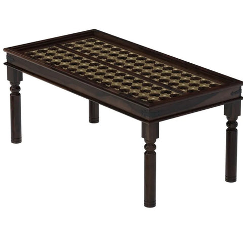 PRITI : Salem Brass Inlay Rustic Solid Wood Dining Table Chair Set