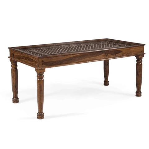 PRITI : Verona Antique Brass Solid Wood Brass Dining Table set