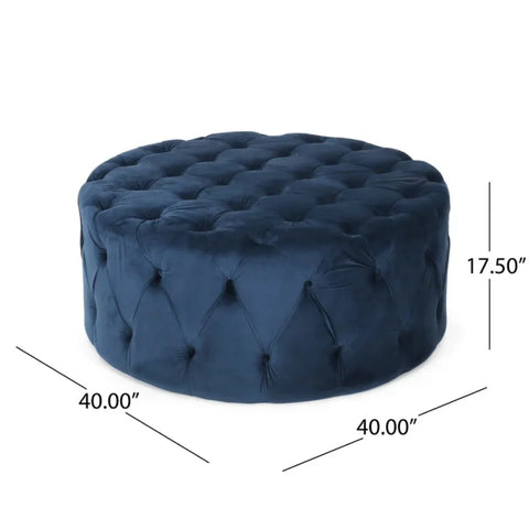 40” Wide Velvet Tufted Round Cocktail Poufs